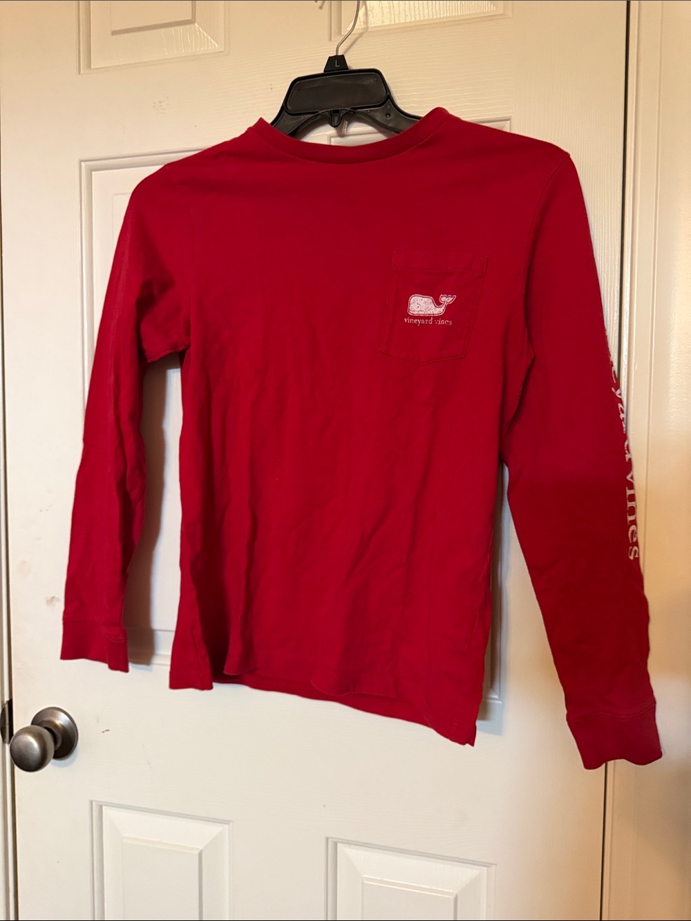 Vineyard Vines Kids Long-Sleeve Pocket Tee in Bright Red